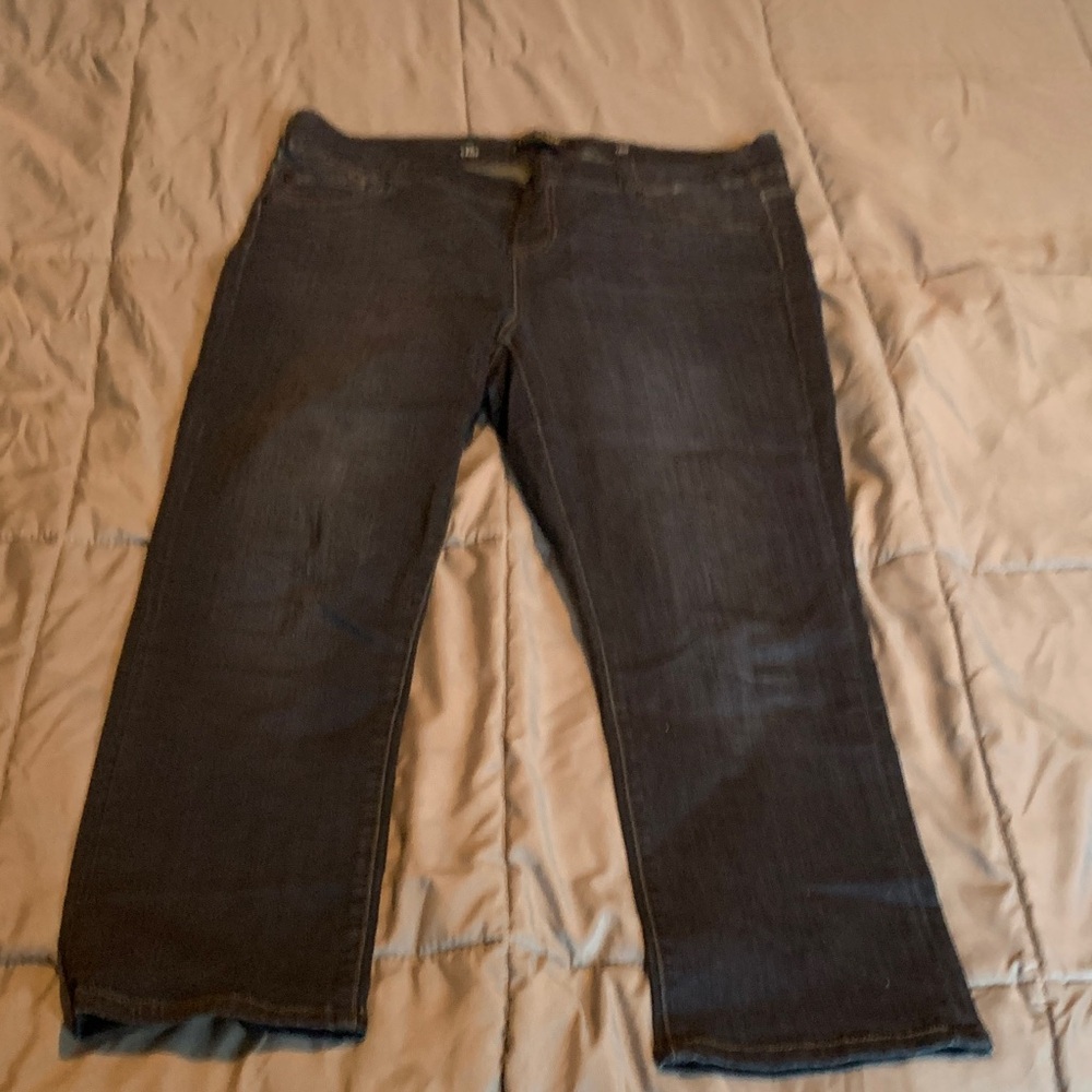 LIVERPOOL Cropped Dark Blue Straight Leg Jeans Plus Size
